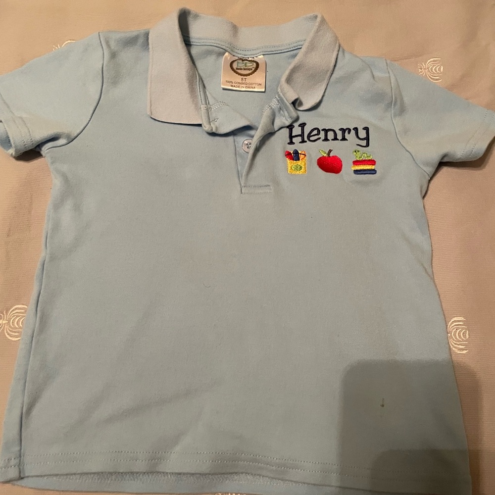 Light Blue Kids Polo with Henry Embroidery